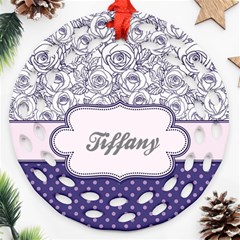 Pattern Purple 2 Round Filigree Ornament (two Sides)