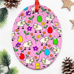 Easter Lamb Oval Filigree Ornament (two Sides)