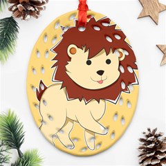 Happy Cartoon Baby Lion Ornament (oval Filigree)