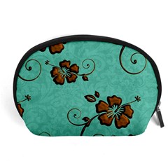 Chocolate Background Floral Pattern Accessory Pouches (large) 