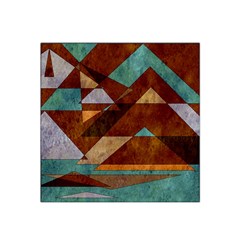 Turquoise And Bronze Triangle Design With Copper Satin Bandana Scarf