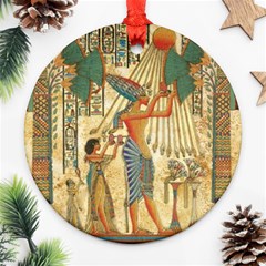 Egyptian Man Sun God Ra Amun Round Ornament (two Sides)