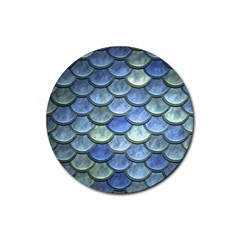 Blue Mermaid Scale Rubber Coaster (round) 