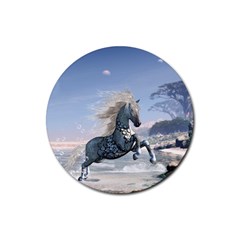 Wonderful Wild Fantasy Horse On The Beach Rubber Coaster (round) 