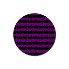 Zombie Purple And Black Halloween Nightmare Stripes  Rubber Coaster (round) 