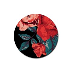 Bed Of Bright Red Roses By Flipstylez Designs Rubber Coaster (round) 