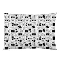 Tape Cassette 80s Retro Genx Pattern Black And White Pillow Case