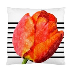 Red Tulip And Black Stripes Standard Cushion Case (one Side)