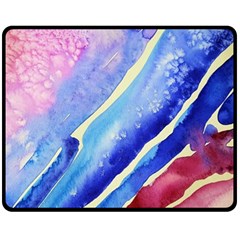 Painting Abstract Blue Pink Spots Fleece Blanket (medium) 