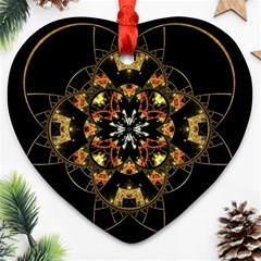 Fractal Stained Glass Ornate Heart Ornament (two Sides)