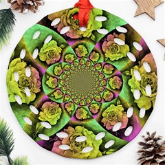 Rose Painted Kaleidoscope Colorful Round Filigree Ornament (two Sides)