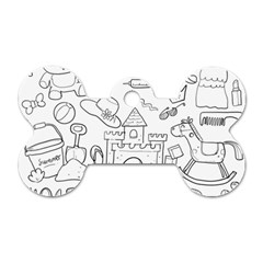 Baby Hand Sketch Drawn Toy Doodle Dog Tag Bone (one Side)
