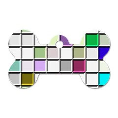 Color Tiles Abstract Mosaic Background Dog Tag Bone (one Side)