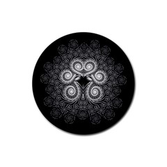 Fractal Filigree Lace Vintage Rubber Coaster (round) 