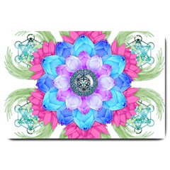 Lotus Flower Bird Metatron S Cube Large Doormat 