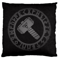 Thor Hammer With Runes Valhalla Tristella Viking Norse Mythology Mjolnir Large Cushion Case (one Side)