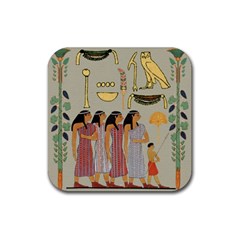 Egyptian Paper Women Child Owl Rubber Coaster (square) 