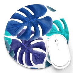 Leaves Tropical Blue Green Nature Round Mousepads