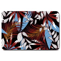 Trending Abstract Seamless Pattern With Colorful Tropical Leaves Plants Black Large Doormat 