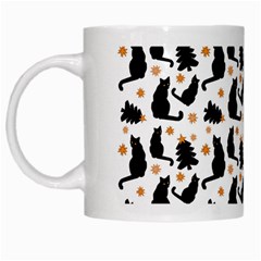 Black Cat Star Christmas Tree White Mugs