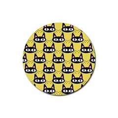 Cute Black Cat Pattern Rubber Coaster (round) 