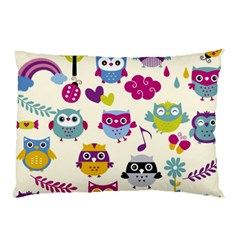 Funny Colorful Owls Pillow Case