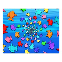 Fractal Art School Of Fishes Double Sided Flano Blanket (large) 