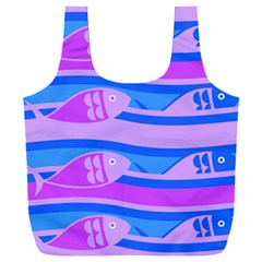 Fish Texture Blue Violet Module Full Print Recycle Bag (xxxl)