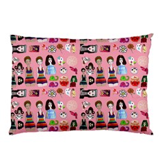 Drawing Collage Pink Pillow Case (two Sides)