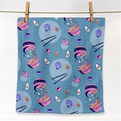 Japanese Ramen Sushi Noodles Rice Bowl Food Pattern 2 Face Towel