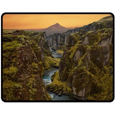 Landscape-cannon-river-mountain Fleece Blanket (medium) 