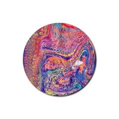 Painted Feathers Rubber Coaster (round) 