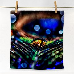 Peacock Feather Drop Face Towel