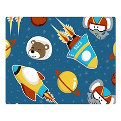 Seamless-pattern-vector-with-spacecraft-funny-animals-astronaut Double Sided Flano Blanket (large) 