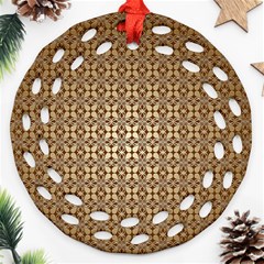 Background-chevron Chocolate Round Filigree Ornament (two Sides)
