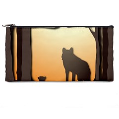 Vectors Painting Wolves Nature Forest Pencil Case