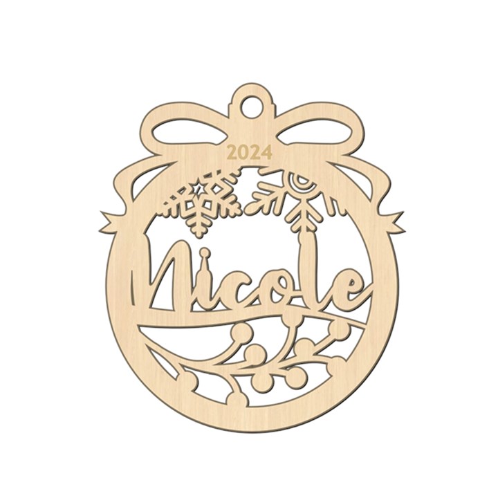 Personalized Big Name Leaf Oval Wood Ornament
