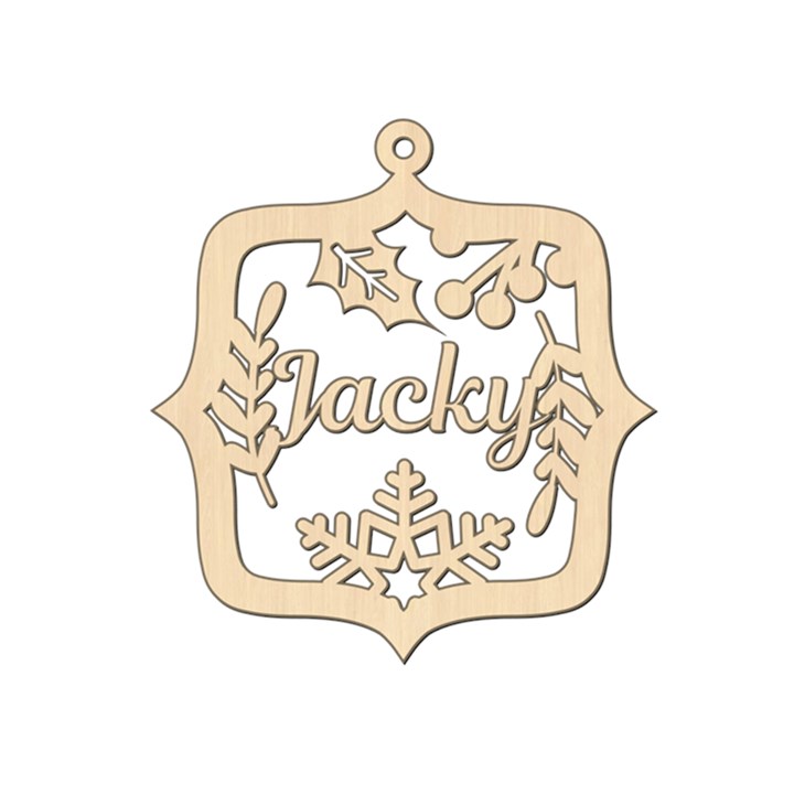 Personalized Square Xmas Decor Wood Ornament