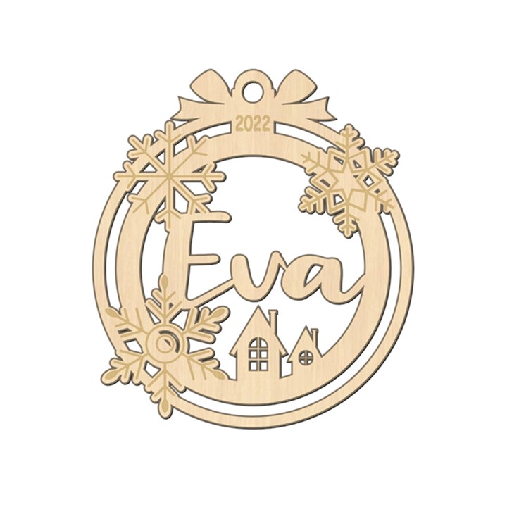 Personalized Snowflake Village Wood Ornament