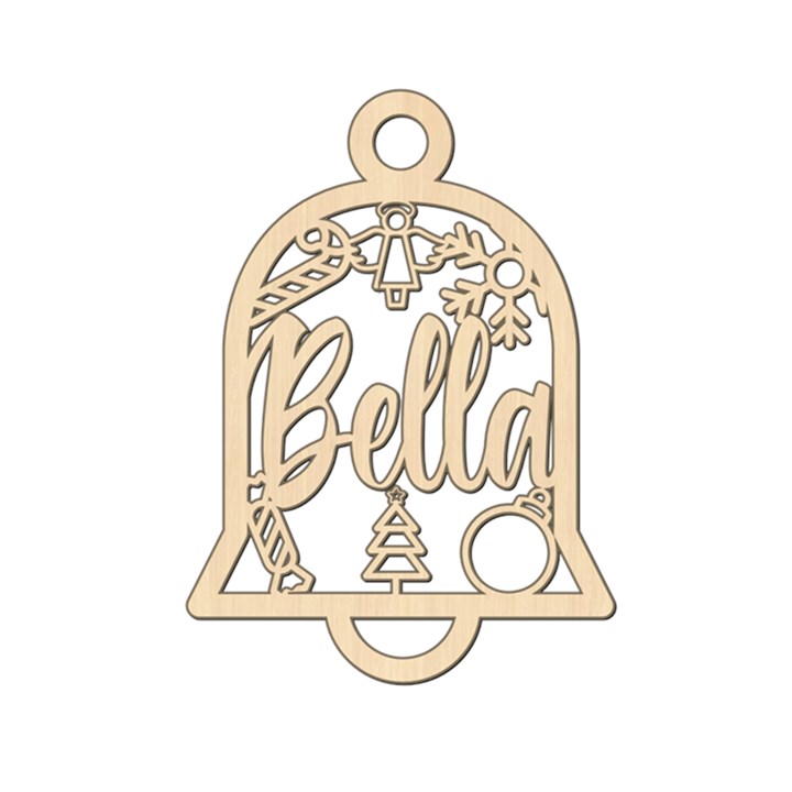 Personalized Bell with Angel Xmas Wood Ornament