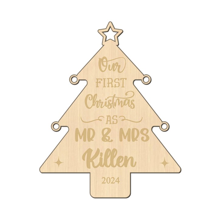 Personalized First Christmas Tree Wood Ornament