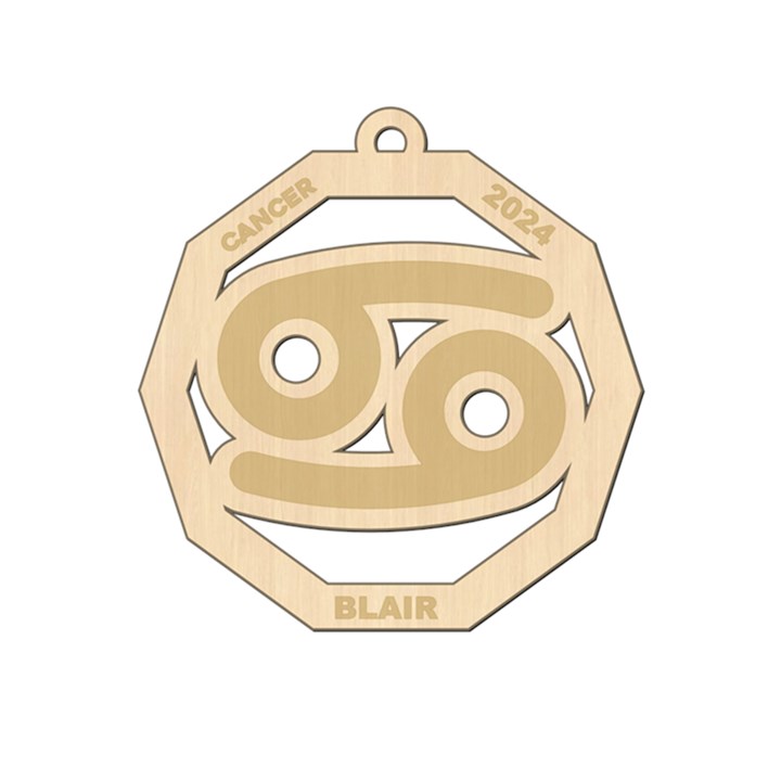 Personalized Zodiac Sign Cancer Wood Ornament