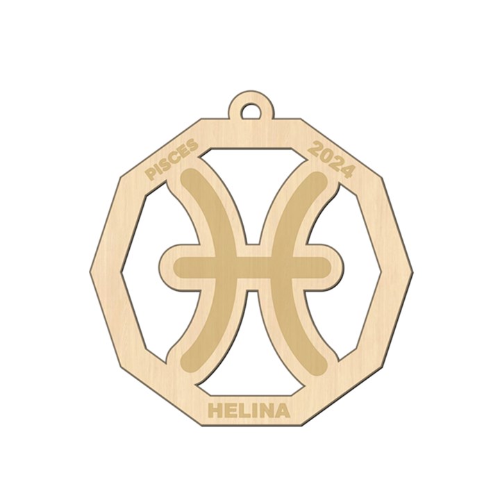 Personalized Zodiac Sign Pisces Wood Ornament
