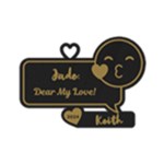 Personalized Emoji Happy Face Kiss Heart Xoxo Wood Ornament Front