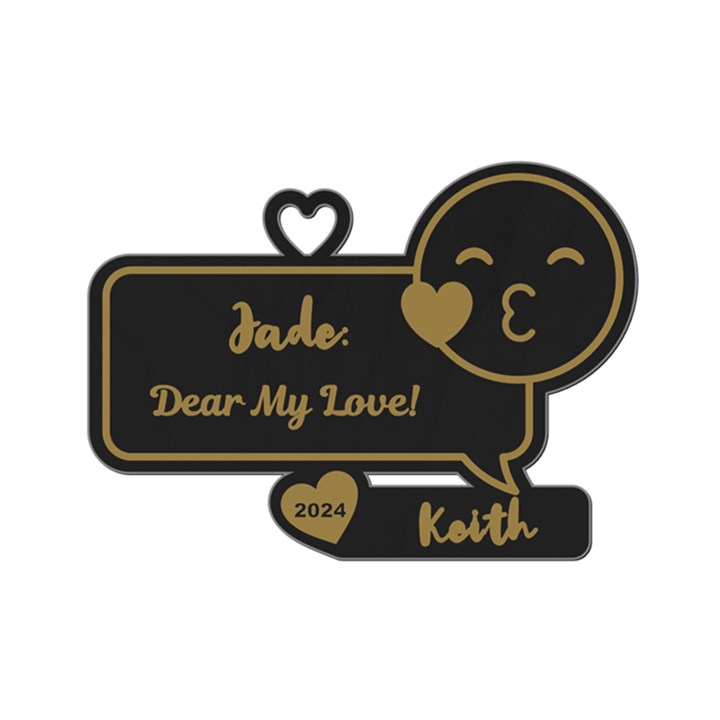 Personalized Emoji Happy Face Kiss Heart Xoxo Wood Ornament