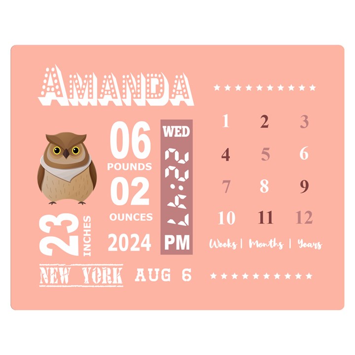 Personalized Baby Information Gift Two Sides Premium Plush Fleece Blanket (Teen Size)