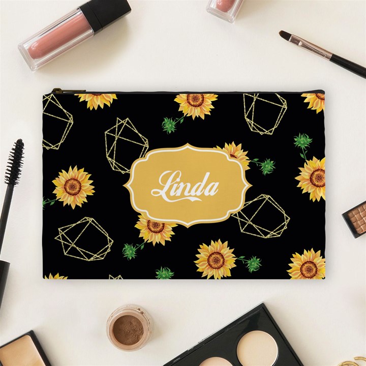  PERSONALIZED SUNFLOWER NAME 1 COSMETIC BAG Cosmetic Bag (Large)