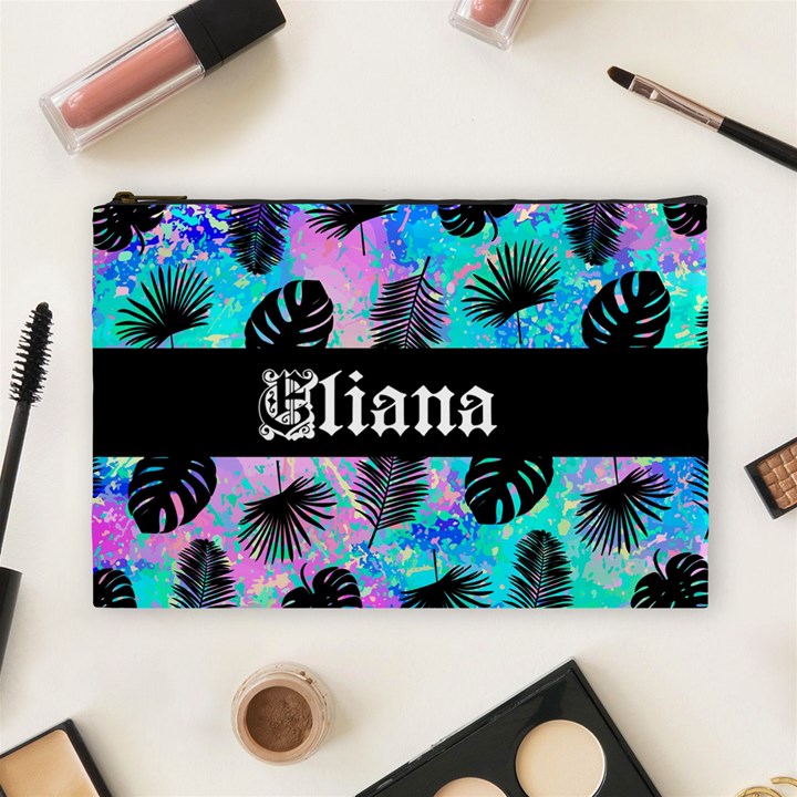PERSONALIZED PALM LEAVES NAME 1 COSMETIC BAG Cosmetic Bag (Large)
