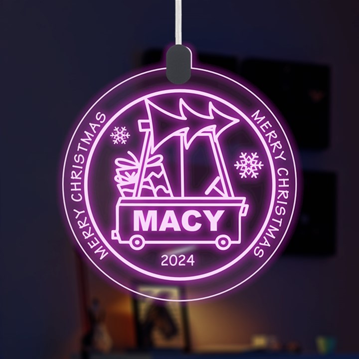 Personalized Xmas Cart LED Acrylic Ornament