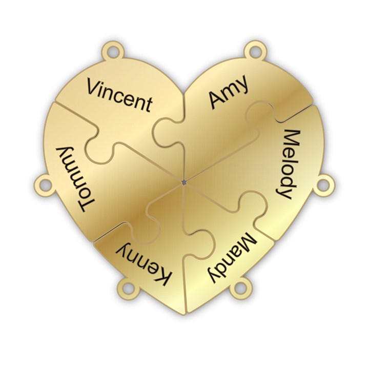 Personalized 6Names Puzzle Heart 925 Sterling Silver Name Pendant Necklace